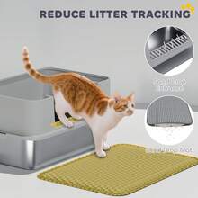 PawHut Stainless Steel Litter Box With Scoop, High Sided Cat Litter Tray - Grey - View 6
