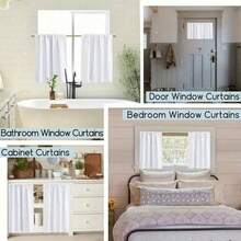 2 Panels  Bathroom Curtains Window Short,Small Window Curtains Treatments For Kitchen,Navy Blue And White - Colorful - View 4