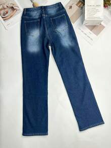 冬季保暖直筒牛仔裤