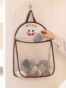 1pc Hanging Mesh Storage Bag - Polyester Breathable Washable Storage Bag For Underwear And Socks, Wall-Mounted For Bedroom, Bathroom, Dorm And Closet - Multicolor - View 1