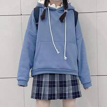 Women Cute Shark Hoodie Long Sleeve Blue Kawaii Animal Shark Shape Hooded Pullover Sweatshirts - 藍色 - 查看 8