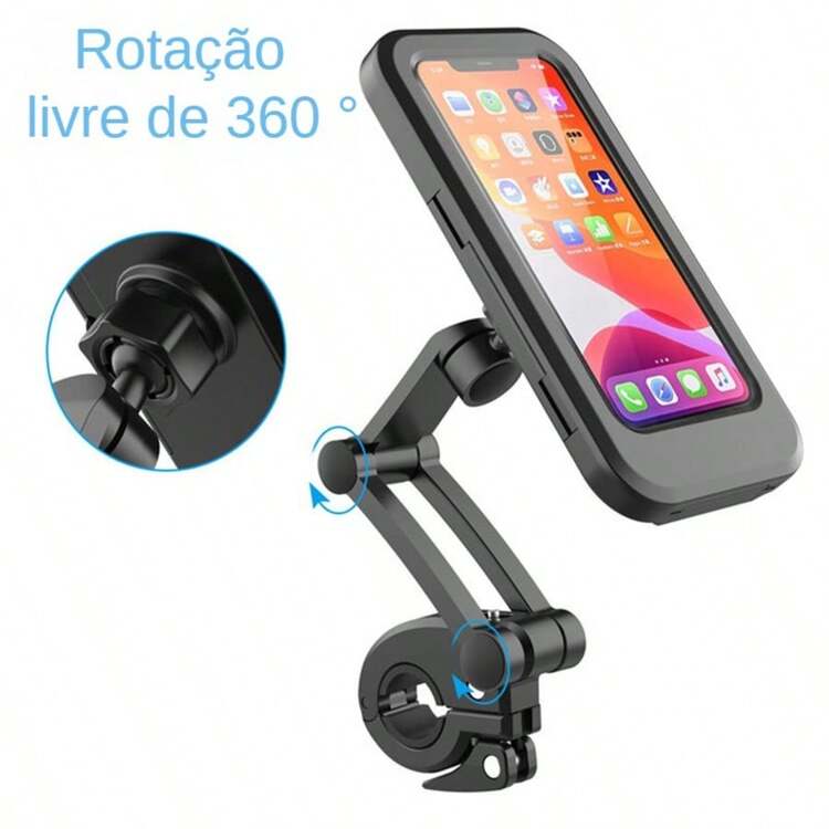 Cell Phone Holder For Motorcycle/Bike/Motorcycle 360 ° Rotatable Waterproof Cover Protection - Negro - Añade 2