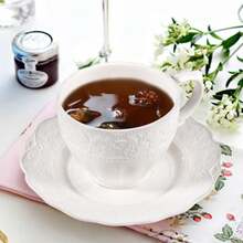 1 zestaw 6-uncjowych białych kubków do cappuccino - duża ceramiczna filiżanka do kawy ze spodkiem - do mikrofalówki i zmywarki, idealna do herbaty, espresso, latte - porcelanowy zestaw do kuchni lub kawiarni, dla baristów, ceramiczna filiżanka do espresso ze spodkiem, 6-uncjowa filiżanka do cappuccino, zabytkowe filiżanki do kawy w stylu kawiarnianym, do espresso i kawy po turecku, kubki do latte w stylu farmhouse, filiżanki do herbaty i spodki, porcelanowy zestaw dla baristów, pomysł na prezent