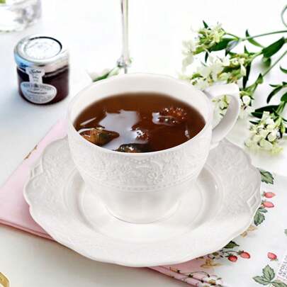 1 zestaw 6-uncjowych białych kubków do cappuccino - duża ceramiczna filiżanka do kawy ze spodkiem - do mikrofalówki i zmywarki, idealna do herbaty, espresso, latte - porcelanowy zestaw do kuchni lub kawiarni, dla baristów, ceramiczna filiżanka do espresso ze spodkiem, 6-uncjowa filiżanka do cappuccino, zabytkowe filiżanki do kawy w stylu kawiarnianym, do espresso i kawy po turecku, kubki do latte w stylu farmhouse, filiżanki do herbaty i spodki, porcelanowy zestaw dla baristów, pomysł na prezent