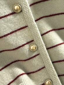 极简黑白条纹温柔开衫 - 紅色 - 查看 10