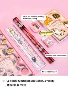 1/2pcs Cute Panda, Astronaut, Cat Cartoon Stationery Set, Including Pencil, Eraser And Ruler, Suitable For Students, Graduation Gifts, School, Drawing, Markers, Stationery, Halloween Gifts, Christmas Gifts, Gifts For Friends And Family, Christmas Eve Gifts, Eid Gifts, Holiday Party Gifts, Birthday Gifts, Party Favors - Multicolor - View 5