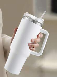 1 Pc, 40 Oz Stainless Steel, With Handle And Straw Cover, Reusable Insulated Double Wall Stainless Steel Water Bottle, Travel Cup, Ice Coffee Cup, Gift For Women, Can Hold Ice Drinks And Hot Drinks In Water Cup - Multicolor - View 10