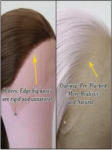 websterwigs Tóc giả màu hồng - Tóc giả dài thẳng, chất liệu tổng hợp, có phần ren phía trước, đường chân tóc tự nhiên đã được tỉa sẵn, phù hợp cho nữ, chịu nhiệt tốt để sử dụng hàng ngày. - Nhiều màu - Xem 6
