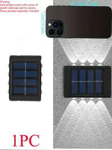 1/2pcs Warm/White 8LED Solar Powered Garden Lights, Indoor Decorative Wall Lights With Convex Lens, Outdoor Fence Lights, Stair Lighting, Wall Decor Lights, IP44 Household LED Landscape Lights, Suitable For Outdoor, Yard, Villa, Fence, Patio, Garden - 8LED-wall Light - View 14