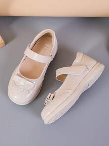 1 Pair Fashionable Solid Color Cute Bow Accent Flat Shoes, Suitable For School, Commuting, All Seasons - Beige - View 5