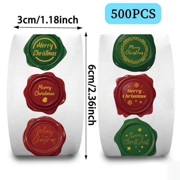 1 PC / 2 PCS / 4 PCS / Christmas Stamp Stickers - Red, Green, Gold Festive Seals, Matte Finish, Suitable For Scrapbooks, Gift Wrapping, Greeting Cards, Envelopes - One-Time Use Paper Self-Adhesive Labels - Office, Party, Personal Decoration Christmas Stickers, Festive Decorations, Festive Designs, Decorative Effects, Office Decoration Supplies