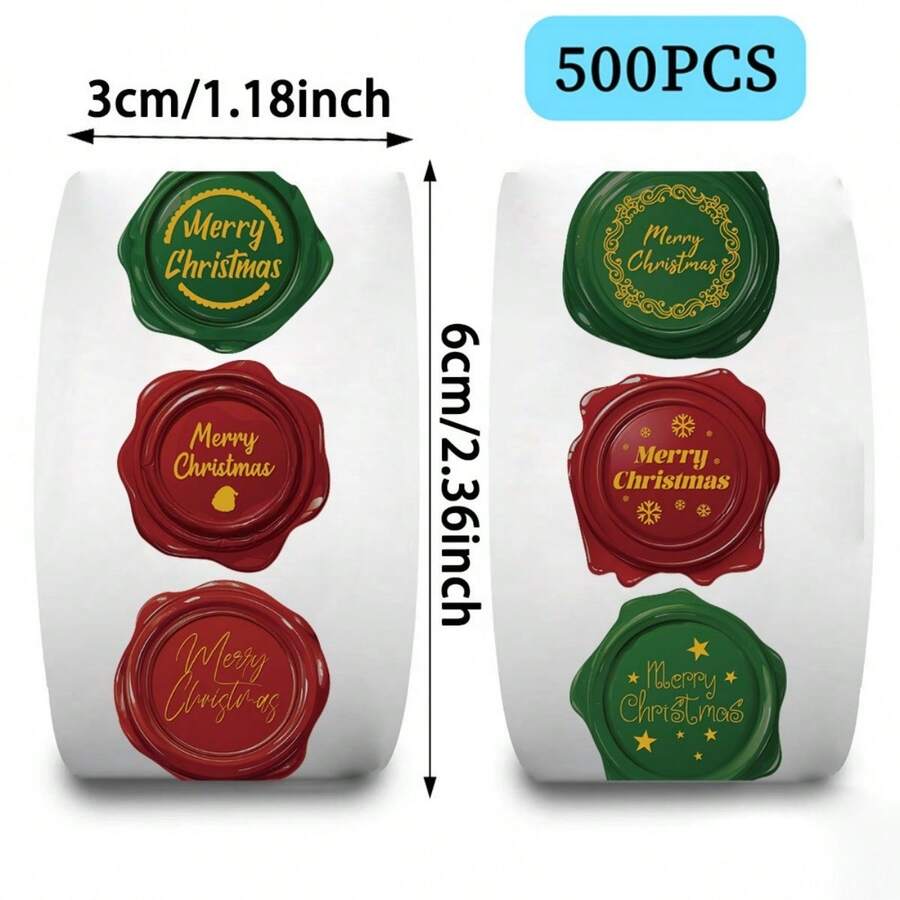 1 PC / 2 PCS / 4 PCS / Christmas Stamp Stickers - Red, Green, Gold Festive Seals, Matte Finish, Suitable For Scrapbooks, Gift Wrapping, Greeting Cards, Envelopes - One-Time Use Paper Self-Adhesive Labels - Office, Party, Personal Decoration Christmas Stickers, Festive Decorations, Festive Designs, Decorative Effects, Office Decoration Supplies - Multicolor - View 1