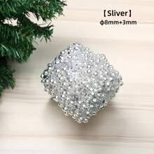 纯色亚克力连接珠、装饰链珠、串珠花饰、家居装饰小珠子、圣诞装饰、婚礼装饰、头饰和花饰、情人节、礼品、DIY手工装饰材料、礼品包装装饰材料、节日装饰、返校 - 銀色 - 查看 3