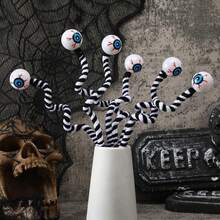 6 Pcs 15 Inch Halloween Eyeballs Sandworm Decoration Halloween Artificial Floral Picks Realistic Scary Branch Picks Home Party Eyeball Trick Or Treat Supplies(Black And White) - Green - View 11