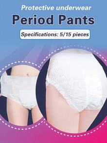 5/15 piezas, Bragas menstruales, Toallas sanitarias, Toallas sanitarias tipo pantalón para la noche, Anti-fugas laterales, Transpirables, Altamente absorbentes, Suaves y transpirables, Bragas de menstrual, Buen sueño toda la noche, Ropa interior menstrual a prueba de fugas, Ropa interior absorbente