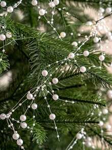 3/5pcs 1.4m Christmas Pearl Bead Garland Decoration, Christmas Tree Decoration, Circle Beaded Garland, DIY Hanging Decoration For Home, Party, Wedding, Handmade Crafts