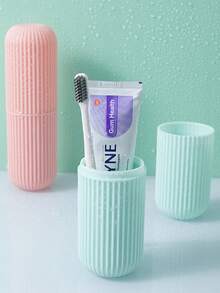 1pc Travel Toothbrush Storage Box, Portable Dust-Proof Toothbrush, Toothpaste, Toiletry Storage Box For Travel, Camping, Rinsing Cup