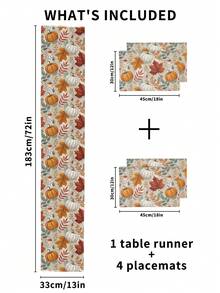 1/2/3/4/5pcs Linen Table Runner And Placemat Set, Heat Resistant, Stain Resistant, Wrinkle-Free, Machine Washable, Suitable For Home Dining Room And Restaurant, Table Decor, Home Furnishings, Suitable For Holiday Parties, Kitchen, Fireplace - Multicolor - View 14