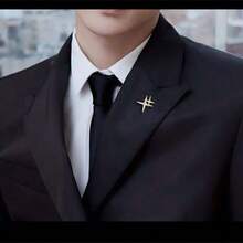 1件 时尚商务男士西装衬衫星形金属胸针 - 金黃色 - 查看 1