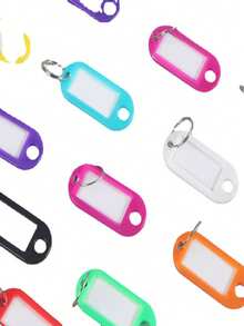 100pcs/50pcs/10pcs Plastic Keychains With Ring And Label Window, 10 Assorted Colors - Multicolor - View 4