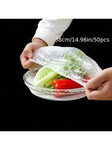 50 pezzi Pellicola di copertura in plastica trasparente monouso di grandi dimensioni, copri polvere, adatta per conservare e organizzare snack, verdure e pane, pellicola di copertura per vassoi del pane, cucina e sala da pranzo, disponibile in 3 misure, decorazione per la casa, conservazione per feste e Natale - Multicolore - Visualizzare 7
