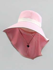 1 chiếc mũ chống nắng bảo vệ cổ mới, chống nắng cho nữ, bảo vệ mặt và chống tia UV, vành lớn cho mùa hè, mũ ngoài trời bằng polyester màu trơn thông thường thích hợp cho các hoạt động ngoài trời và tụ tập vào mùa xuân, mùa thu - Nhiều màu - Xem 10