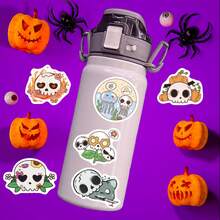 60 Peças Adesivos de Caveira Groovy de Halloween, Adesivos Impermeáveis de Vinil para Scrapbooks, Diários, Laptops, Para-choques, Skates, Garrafas de Água, Computadores, Celulares, Suprimentos para Festa de Halloween