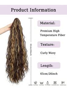 Dark Brown Elegant Long Curly Ponytail Hair Extensions Bouncy Curled Claws Ponytail Claws Light And Fluffy Natural Soft Women's Synthetic Fibre Hair Piece Daily Festival Use