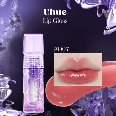 Uhue Son bóng D07, bóng như thủy tinh, độ bóng cao, màu sắc đậm đà, dưỡng ẩm, sắc tố nhẹ, dễ thoa, dưỡng ẩm lâu trôi, cảm giác thoải mái khi sử dụng, món quà tuyệt vời, 3ml/0.1 fl oz