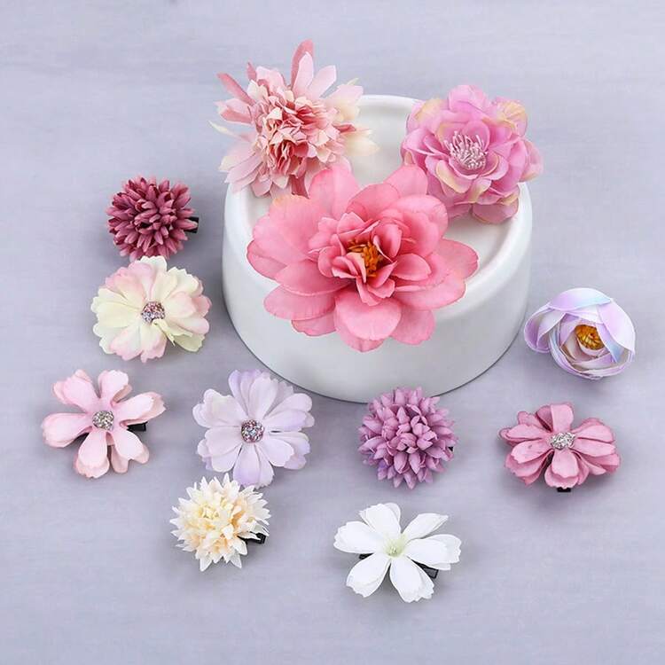 21件套花朵发夹套装，波西米亚风3D玫瑰花发夹，适合甜美女孩日常佩戴或新娘婚礼派对头饰，浪漫礼物，紫色和粉色，派对花朵发夹，发夹发卡，嘉年华派对服装配饰，COS公主角色扮演头饰，情人节/音乐节/演唱会派对发饰，春季，发夹 - 多色2 - 查看 14