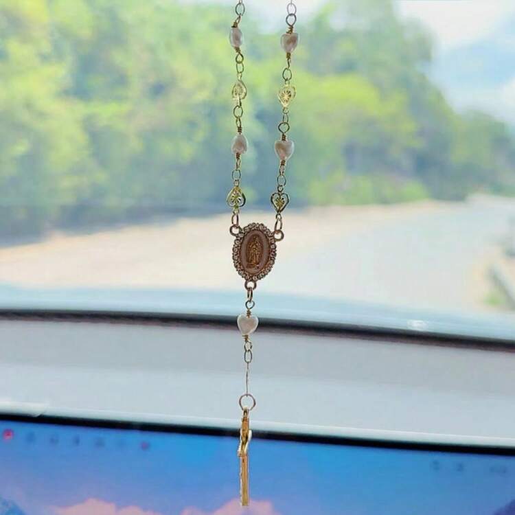 2025 Spring/ Summer New Mother'S Day Gift Women'S Bracelet Luxury And Elegant Style Classic Virgin Mary Cross Metal Pendant Baroque Imitation Pearl Decoration Love Bead Bracelet Fashionable And Unique Eye-Catching Accessories - 均碼 - 查看 11