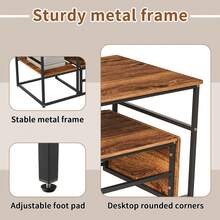 Mesa de centro de dos piezas, mesa auxiliar, aspecto mármol, estructura y estante de metal, mesa de centro, mesa de sala de estar, mesa de sofá, adecuada para sala de estar, dormitorio, madera y negro - Madera y negro - Ver 12