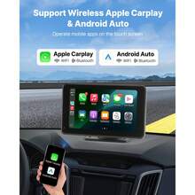 Wireless Car Stereo, 7-Inch HD Portable Radio Touch Screen Compatible With Apple CarPlay & Android Auto, CarPlay Screen With Backup Camera, Voice Control, Mirror Link, Bluetooth, GPS Navigation - 7 inch - Xem 2