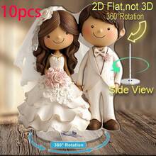 1pc Elegant 2D Rotating Acrylic Bride And Groom Desktop Decor - Ideal For Weddings, Engagements And Anniversaries, Indoor/Outdoor Use, No Power Needed, Wedding Decoration