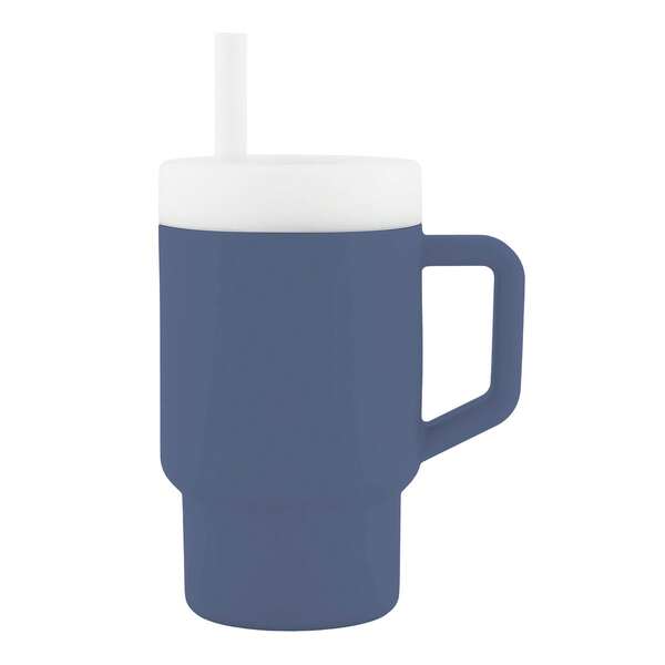 Silicone Sippy Cup With Straw & Handle, Spill-Resistant Child Cup For On-The-Go, Transition Cup,9oz