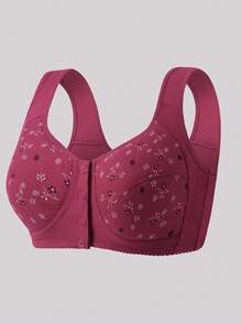 3pcs Front Closure Soft Cotton Camisole Bras For Middle-Aged & Elderly Women, Plus Size, Wireless, Skin-Friendly - Multicolor - View 2
