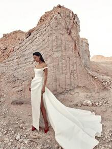 Basrey New Elegant White Spaghetti Strap Bodycon Maxi Dress, Floor Length Gown, Bridesmaid Dress, Suitable For Weddings And Bridesmaid