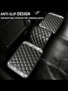 2件/3件/5件套亮面汽车脚垫 - 菱形绗缝皮革材质 | 防滑脚跟垫，防水 | 通用型，适用于轿车、SUV、卡车、轿车 | 女性及女孩的理想之选 - 款式A - 查看 6