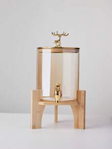 1 件玻璃饮料分配器，带金鹿和支架，适合果汁/苏打水，也适合冰茶/水果饮料，非常适合圣诞节、感恩节派对，用于派对饮料/日常茶点