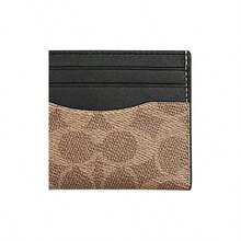 Coach COACH 10, Marchio logo, Porta carte con più scomparti, Porta carte di stile classico con fantasia bicolore, Colore sabbia giallo con taupe/fantasia classica