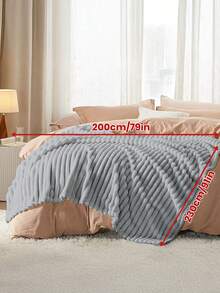 1pc Flannel Blanket - Soft & Rustic Striped Blanket, Luxurious Style, Easy Care, Lightweight & Versatile, Available In Multiple Colors & Sizes, Suitable For Winter, All Season Use, Multipurpose As Sofa/Bed Throw, Party Decor, Machine Washable, 280gsm