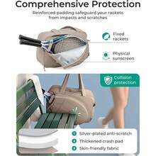 Tennis Gym Bag For Women, Tennis Bag Holds 2 Rackets With Shoe Compartment & Wet Pocket, Sports Duffle Bags Fits Up To 15.6" Laptop, Women Overnight Weekend Bag, Custom Tennis Bag Accessories Organizer Gifts - màu đen - Xem 6