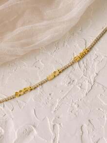 [ZzAi Customized]1pc Personalized Customizable, Can Engrave Multiple Names, 18K Gold And Stainless Steel Jewelry, Customized Multi-Name Bracelet, Personalized Name Chain Bracelet - Children's Name Bracelet *NOELLE Bracelet*, Includes Exquisite Gift Box, Silver, Gold, Rose Gold, White Gold Optional - Diamond Chain - View 6