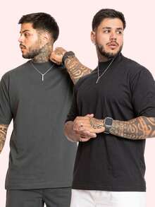 Kit 2 Oversized Premium Cotton Street Style T-Shirts - Gray and Black - View 1