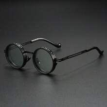 1pc Handmade ND9 Density Round Frame Fashionable Glasses - Metal Unisex Glasses, Suitable For Daily Wear - Multicolor - View 8