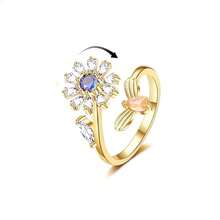 Anxiety Rings For Women, Adjustable Spinner Anxiety Ring, CZ Butterfly Bee Moon Star Fidget Rings For Anxiety Stress Relief For Women