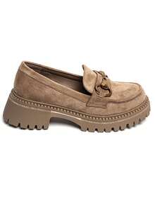 Mocassins femme semelle épaisse avec mors doré – أسلوب أنيق وحديث - كاكي - مشاهدة 3