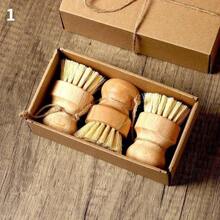 Natural Kitchen Dishwashing Brush With Wood Handle Non Oil Staining Rope Wash - Multicolor - View 3