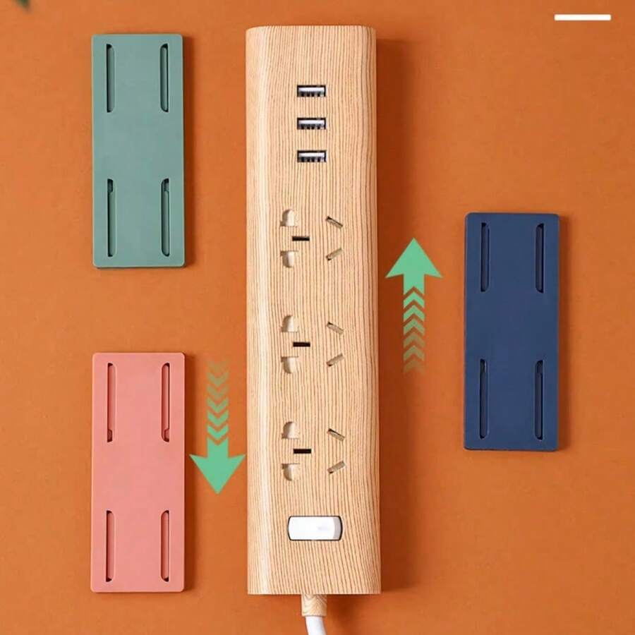 Power Strip Fixator, Household Socket, Movable, No Need For Drilling, Wall-Mounted Adhesive Type Organizer, Power Strip Fixator, Random Color