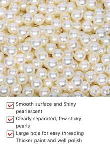 1000入組 6mm 帶孔奶油色丙烯酸珍珠珠子，適用於DIY手鍊、項鍊和其他手工藝材料